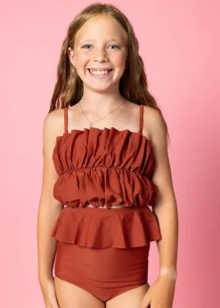 Kortni Jeane Amber Brown | Youth Oversized Ruffle Top AmberBrown Fashion