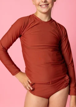 Kortni Jeane Amber Brown | Youth Rashguard Top (Unisex) AmberBrown Hot