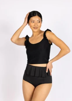 Kortni Jeane | Flutter Top Black Clearance