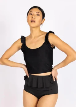 Kortni Jeane | Flutter Top Black Clearance