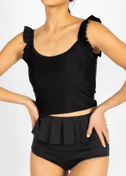 Kortni Jeane | Flutter Top Black Clearance