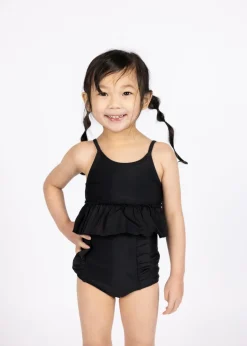 Kortni Jeane | Mini Down in Front Ruffle Bottoms Black Hot