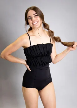 Kortni Jeane | Oversized Ruffle Top Black Sale