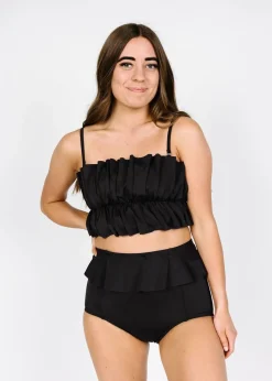 Kortni Jeane | Oversized Ruffle Top Black Sale