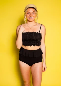 Kortni Jeane | Oversized Ruffle Top Black Sale