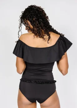 Kortni Jeane | Ruffled Around Top Black Clearance