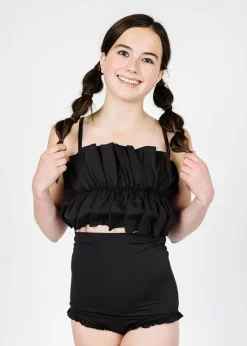 Kortni Jeane | Youth Oversized Ruffle Top Black New