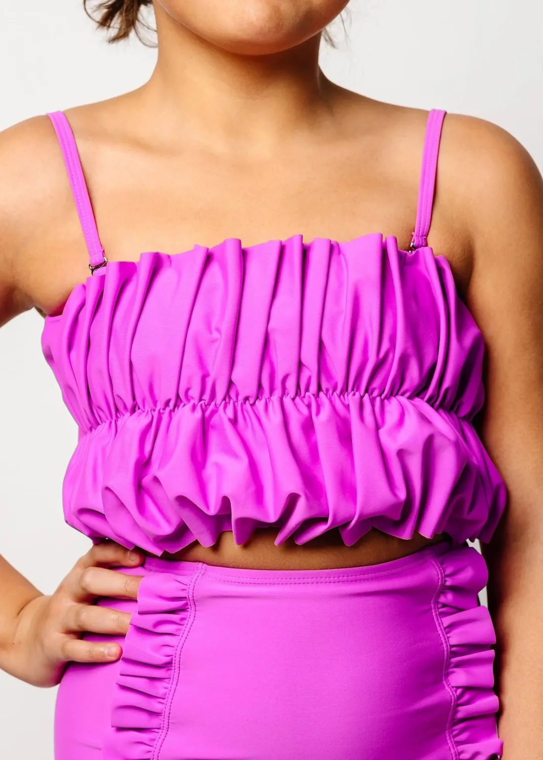Kortni Jeane Brilliant Violet | Youth Oversized Ruffle Top Brilliant_Violet Sale