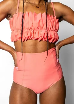 Kortni Jeane Deep Coral | Extended High-Waisted Bottoms DeepCoral Clearance