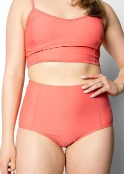 Kortni Jeane Deep Coral | High-Waisted Bottoms DeepCoral Outlet