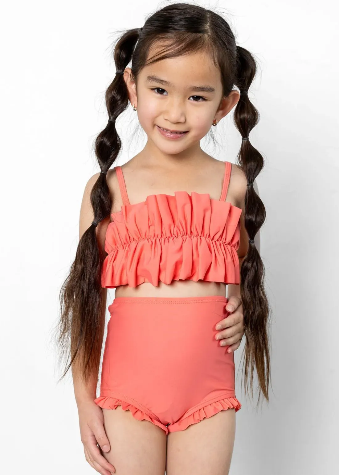 Kortni Jeane Deep Coral | Mini All Ruffled Up Bottoms DeepCoral Hot