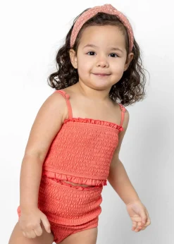 Kortni Jeane Deep Coral | Mini Smocked Bottoms DeepCoral Discount