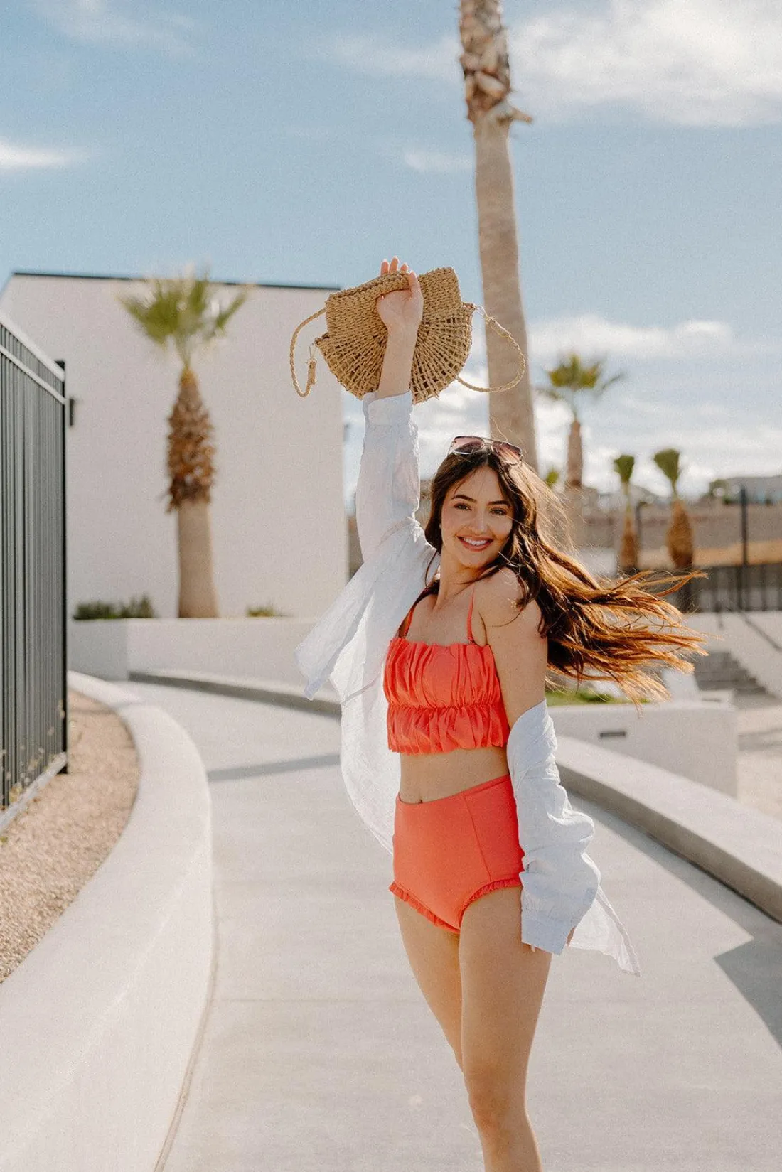 Kortni Jeane Deep Coral | Oversized Ruffle Top DeepCoral Fashion