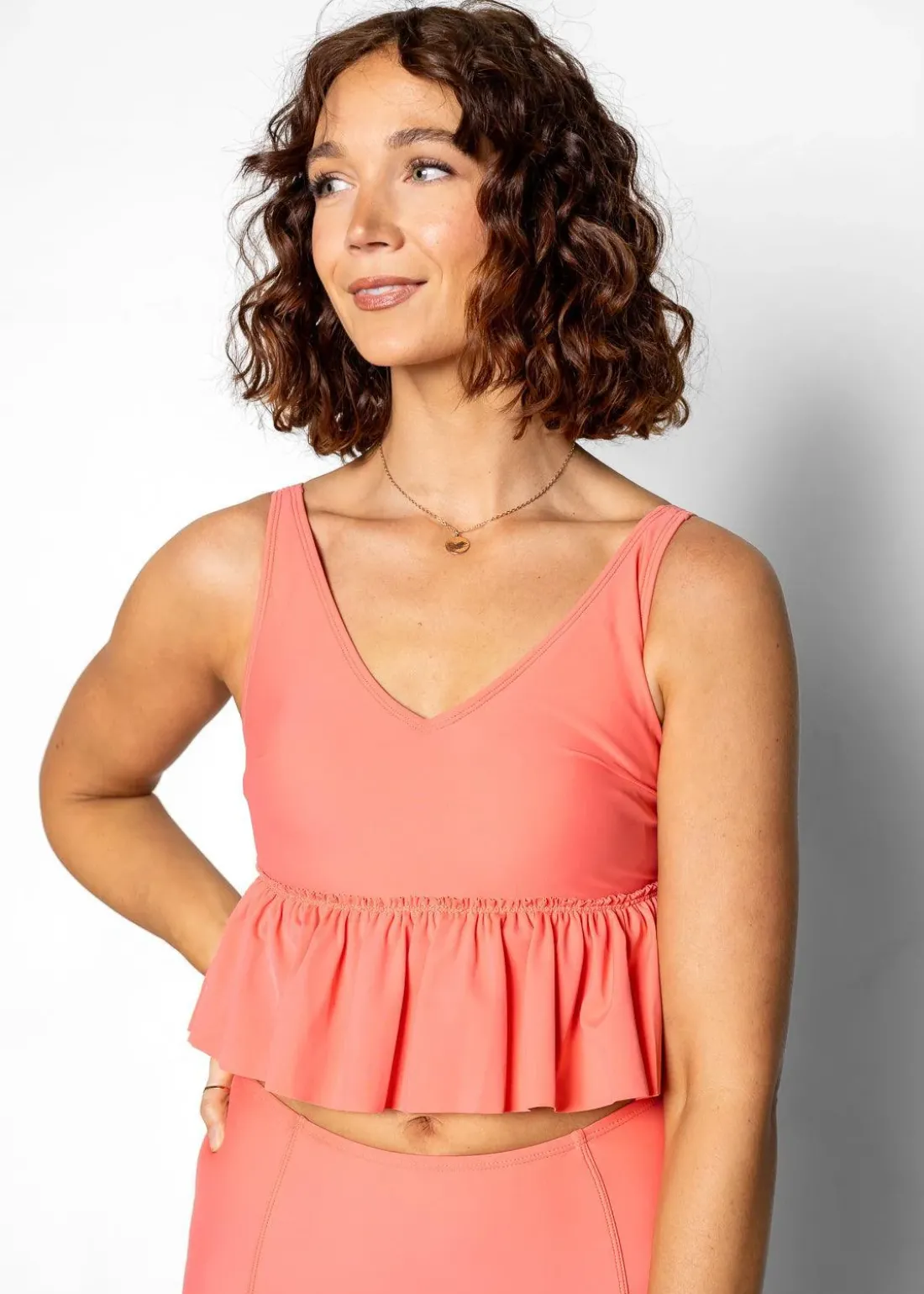 Kortni Jeane Deep Coral | V-Neck Top DeepCoral Clearance