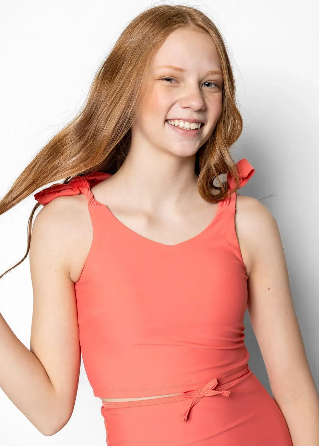 Kortni Jeane Deep Coral | Youth Knot Top DeepCoral Outlet