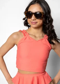 Kortni Jeane Deep Coral | Youth Ripple Top DeepCoral Hot