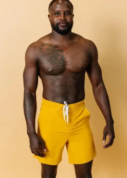 Kortni Jeane | Mens Swim Trunks Golden Hot