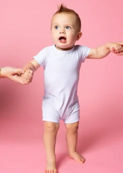 Kortni Jeane Light Blue Stripe | Baby Shorties Rashguard (Unisex) LightBlueStripe Outlet