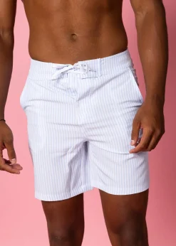 Kortni Jeane Light Blue Stripe | Mens Swim Trunks LightBlueStripe Sale