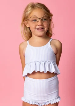 Kortni Jeane Light Blue Stripe | Mini Peplum Top LightBlueStripe Discount