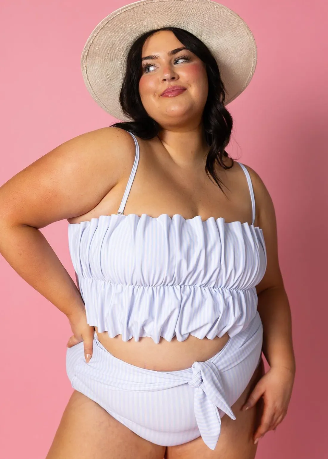 Kortni Jeane Light Blue Stripe | Tie-Up-Front Bottoms LightBlueStripe Online