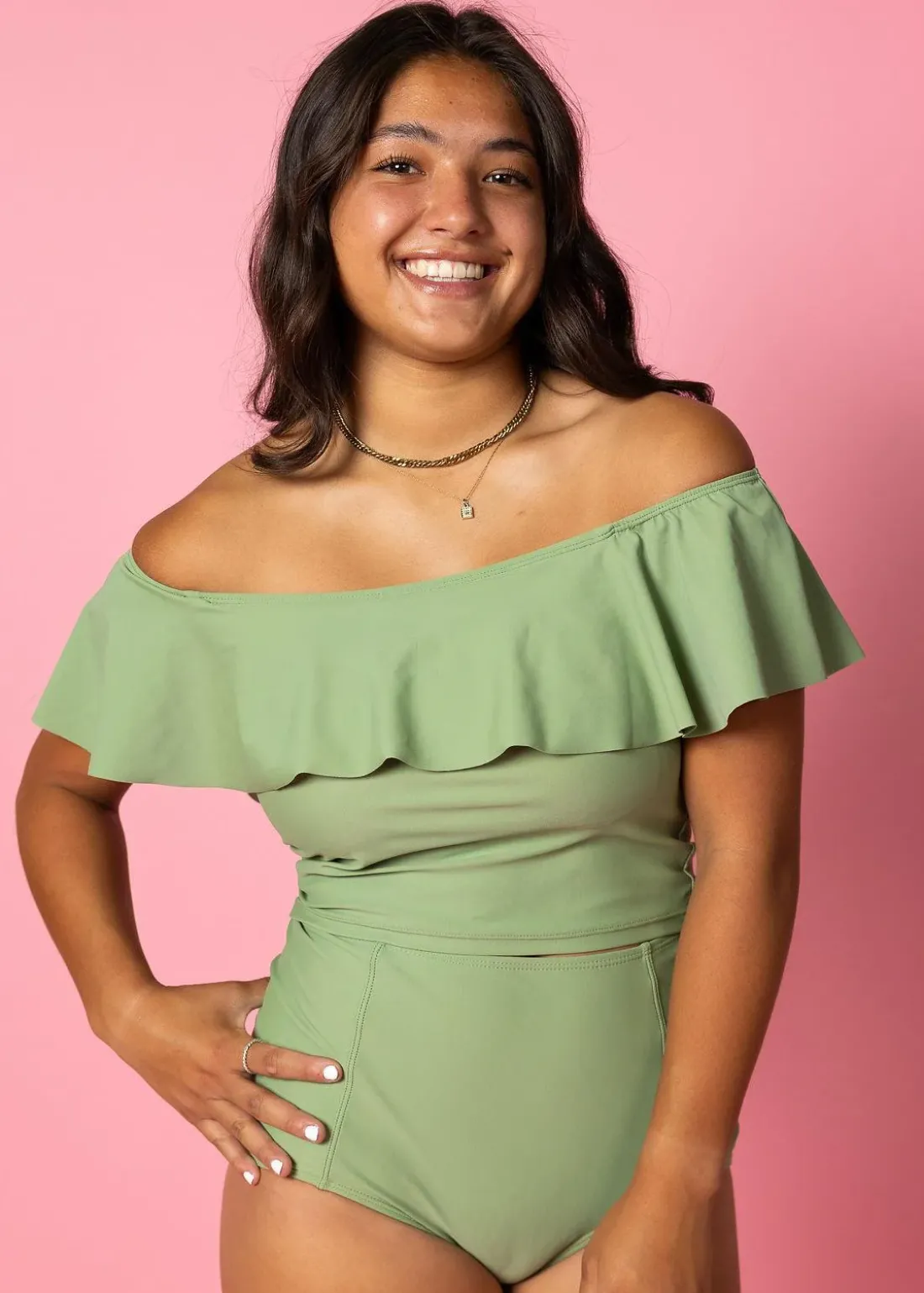 Kortni Jeane Meadow Green | High-Waisted Bottoms MeadowGreen Outlet