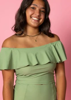 Kortni Jeane Meadow Green | Ruffled Around Top MeadowGreen Discount