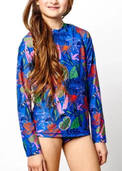 Kortni Jeane Midnight Jungle | Youth Rashguard Top (Unisex) Midnight_Jungle Discount