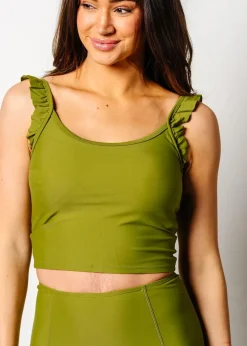 Kortni Jeane Olive Green | Flutter Top Olive_Green Online