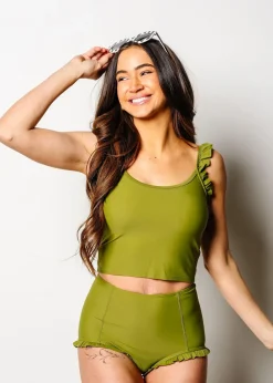 Kortni Jeane Olive Green | Flutter Top Olive_Green Online