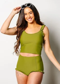 Kortni Jeane Olive Green | Flutter Top Olive_Green Online