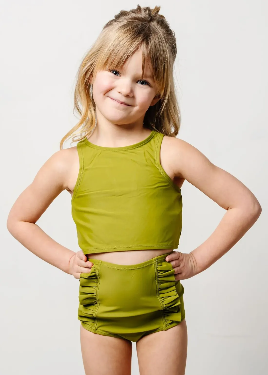 Kortni Jeane Olive Green | Mini Down in Front Ruffle Bottoms Olive_Green Sale