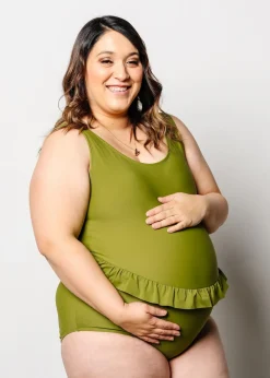 Kortni Jeane Olive Green | Skirted One-Piece Olive_Green Discount