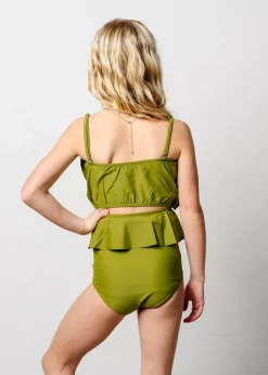 Kortni Jeane Olive Green | Youth Oversized Ruffle Top Olive_Green Fashion
