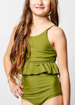 Kortni Jeane Olive Green | Youth Peplum Top Olive_Green Clearance