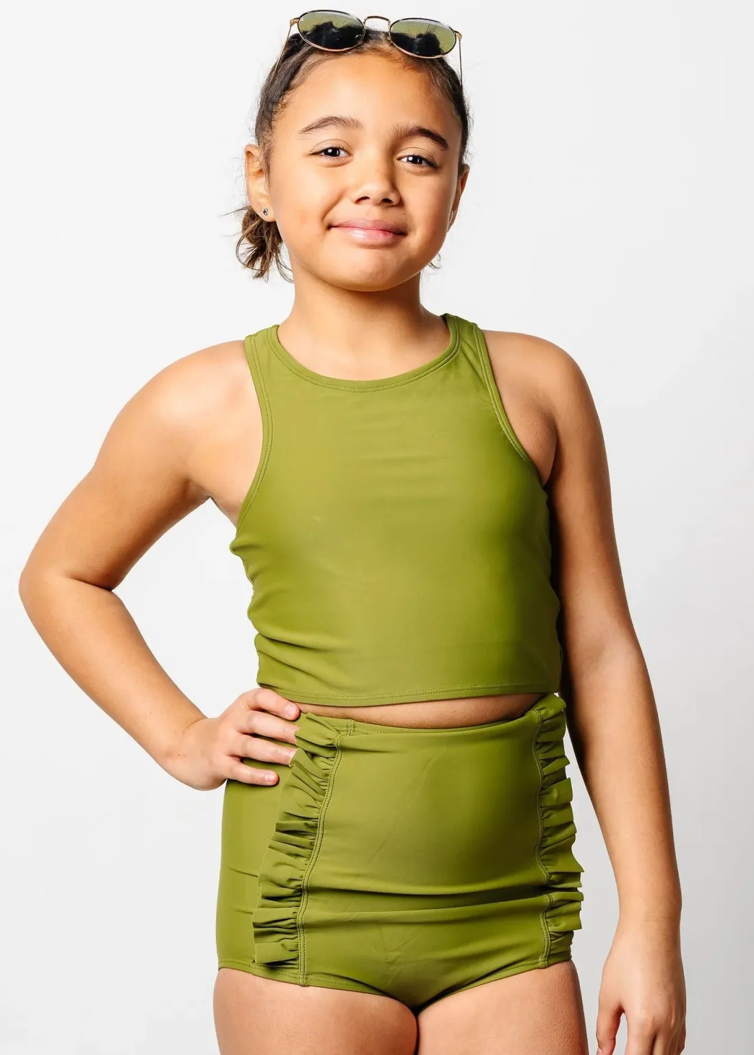 Kortni Jeane Olive Green | Youth Racer Back Top Olive_Green Outlet
