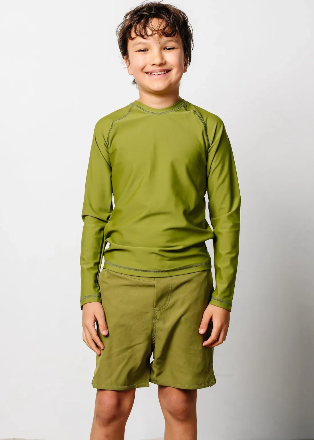 Kortni Jeane Olive Green | Youth Rashguard Top (Unisex) Olive_Green Clearance