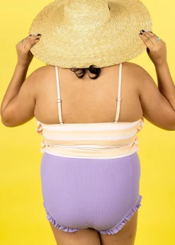 Kortni Jeane Peachy Stripe | Oversized Ruffle Top PeachyStripe Discount