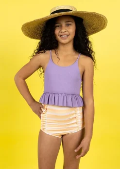 Kortni Jeane Peachy Stripe | Youth Down in Front Ruffle Bottoms PeachyStripe Sale