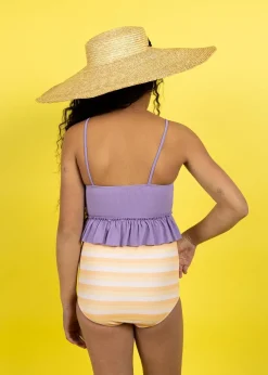 Kortni Jeane Peachy Stripe | Youth Down in Front Ruffle Bottoms PeachyStripe Sale