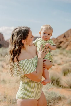 Kortni Jeane Pear Stripes | Baby Shorties Rashguard (Unisex) PearStripes Sale