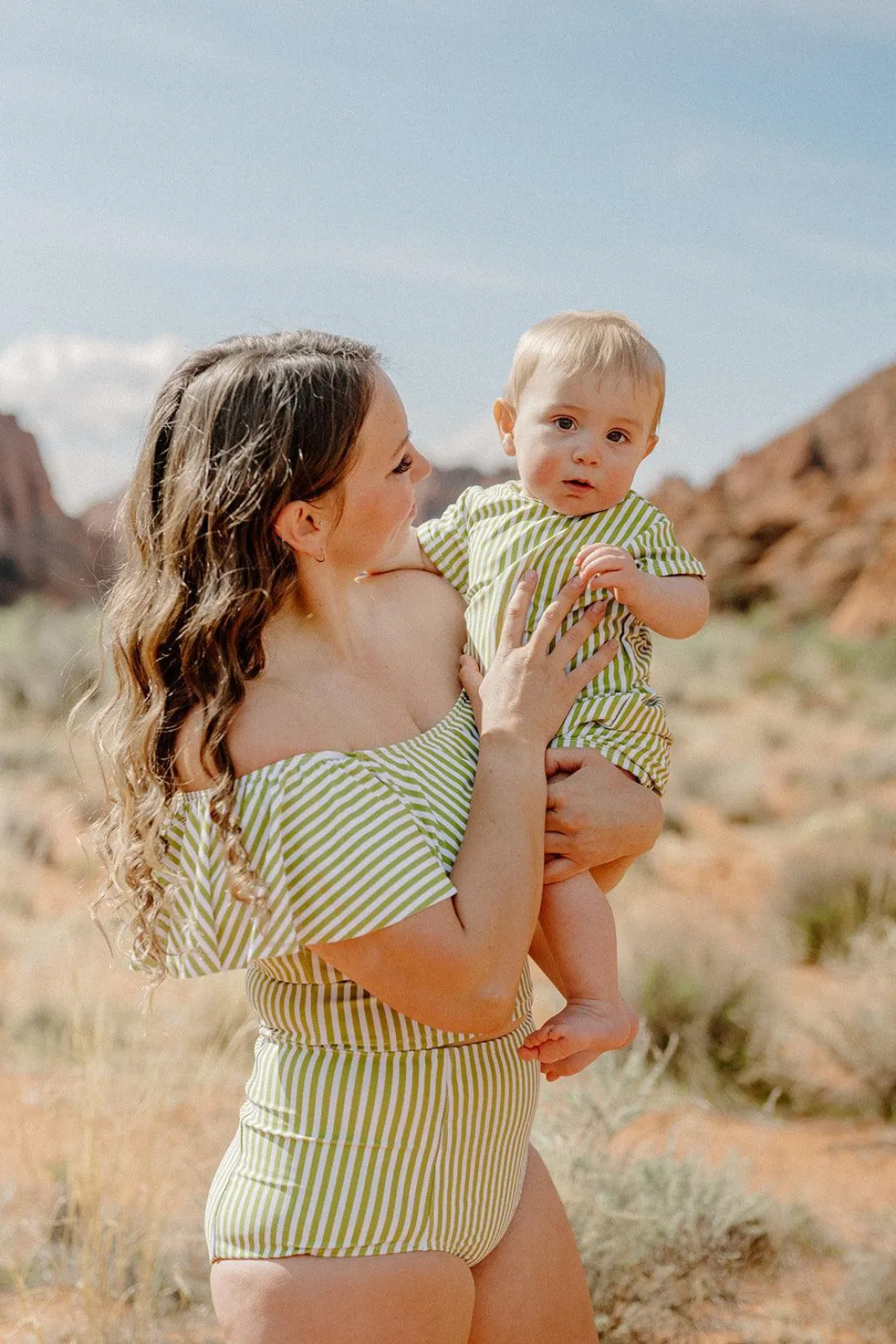 Kortni Jeane Pear Stripes | Baby Shorties Rashguard (Unisex) PearStripes Sale