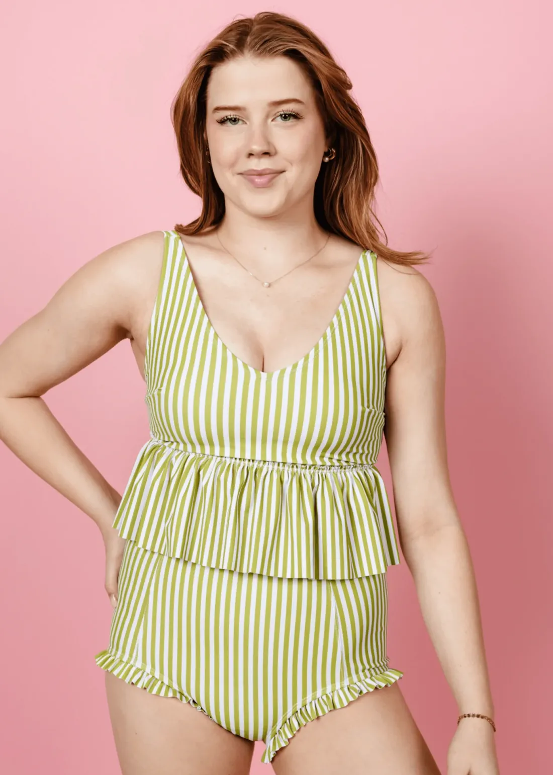 Kortni Jeane Pear Stripes | V-Neck Top PearStripes Clearance