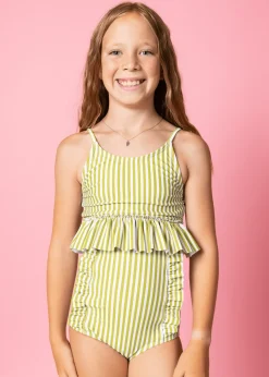 Kortni Jeane Pear Stripes | Youth Down in Front Ruffle Bottoms PearStripes Sale