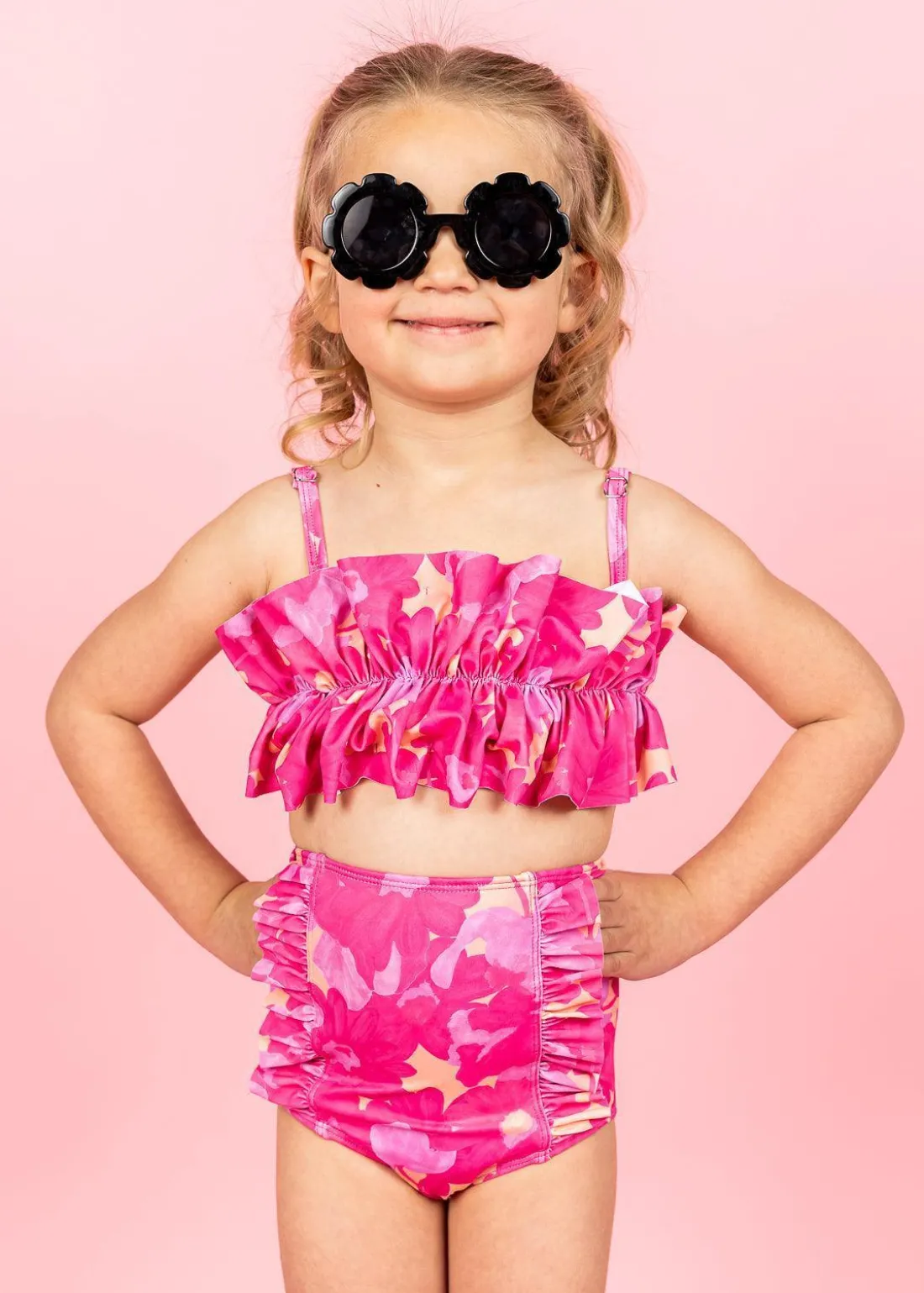 Kortni Jeane Pink Blooms | Mini Down in Front Ruffle Bottoms PinkBlooms Fashion