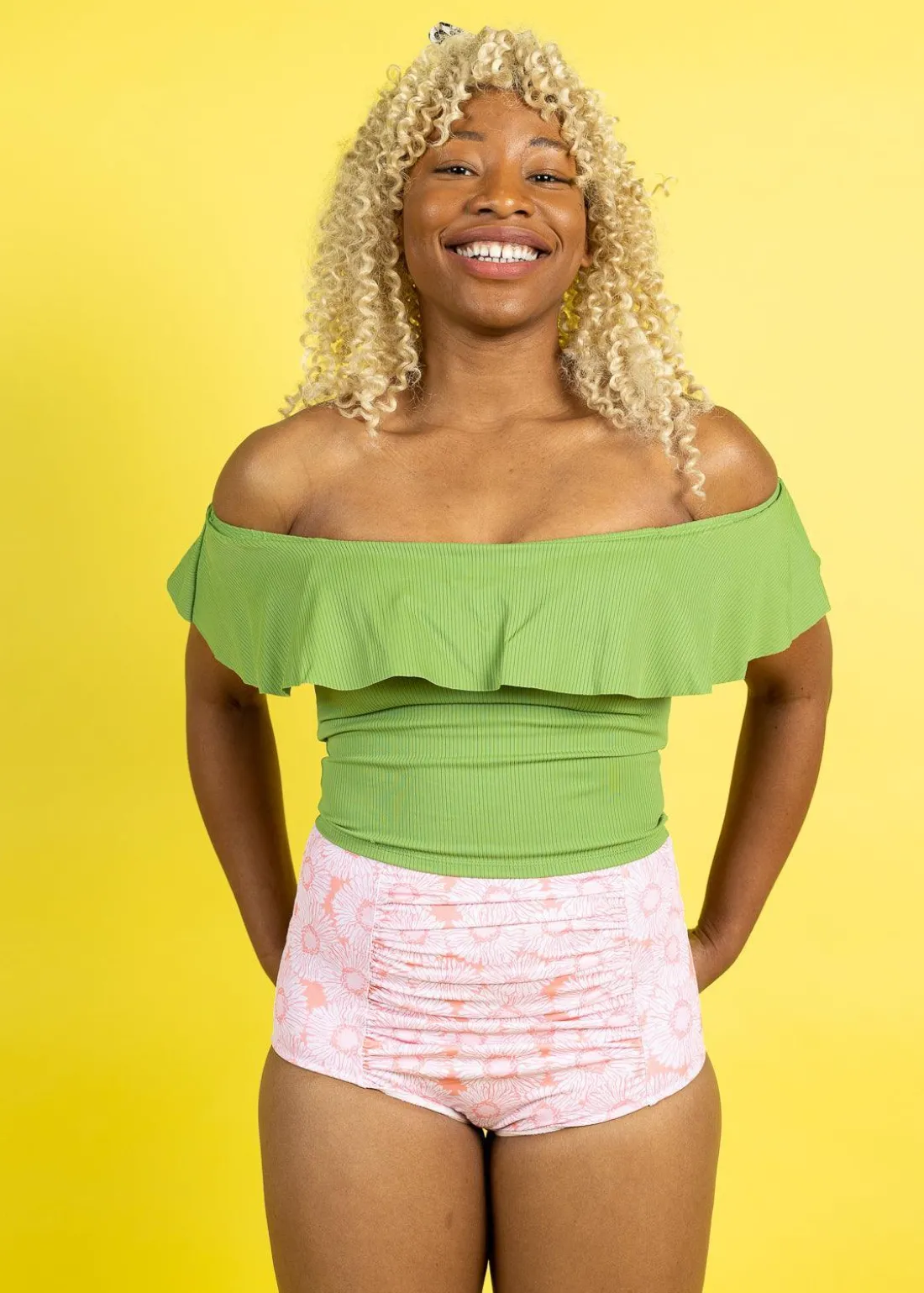 Kortni Jeane Pink Daisies | Ruched Bottoms 2.0 PinkDaisies Clearance