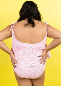 Kortni Jeane Pink Daisies | Ruched Bottoms 2.0 PinkDaisies Clearance