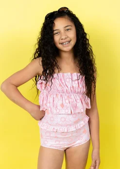 Kortni Jeane Pink Daisies | Youth Mid-Ruffle Bottoms PinkDaisies Discount