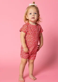 Kortni Jeane Red Ditsy Floral | Baby Shorties Rashguard (Unisex) RedDitsyFloral Hot