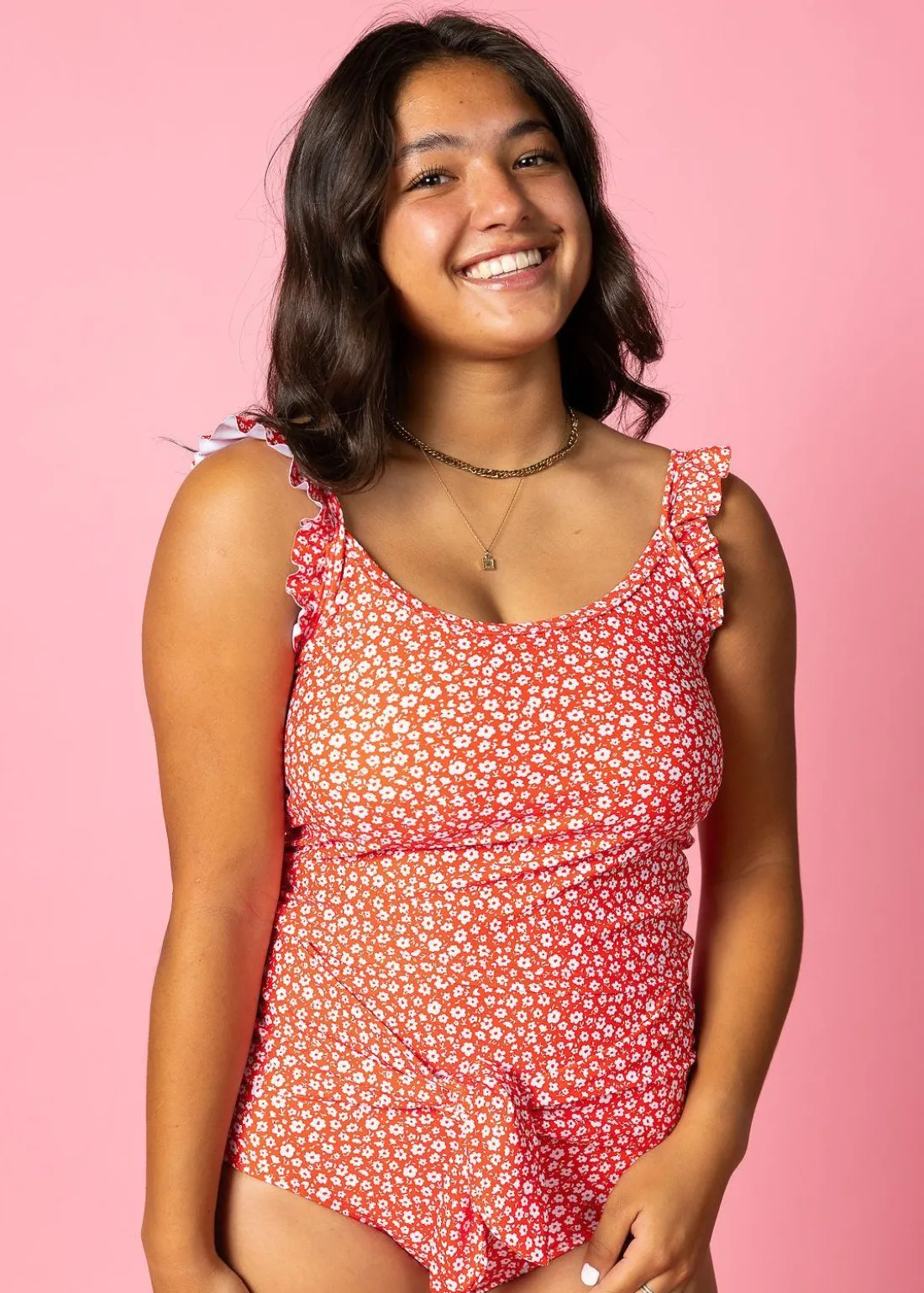 Kortni Jeane Red Ditsy Floral | Flutter Top RedDitsyFloral Sale